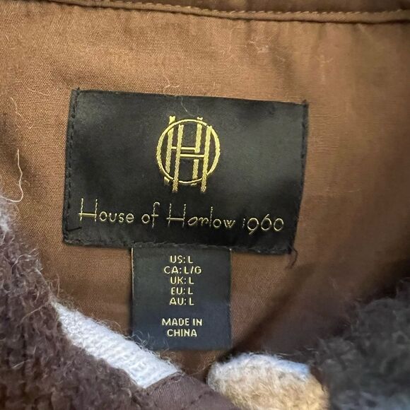 HOUSE OF HARLOW 1960 wool blend teddy fleece cropped flannel shirt jacket Large - Picture 4 of 7